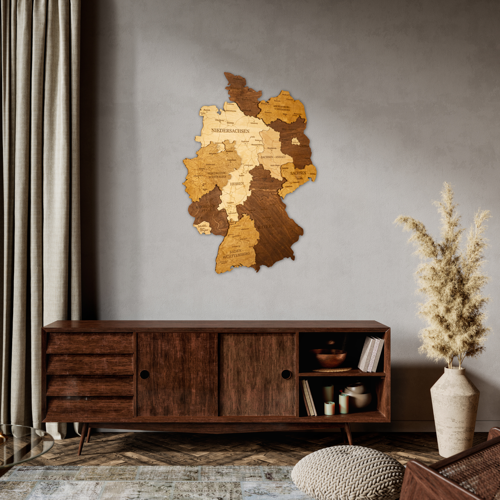 Germany Wooden Map