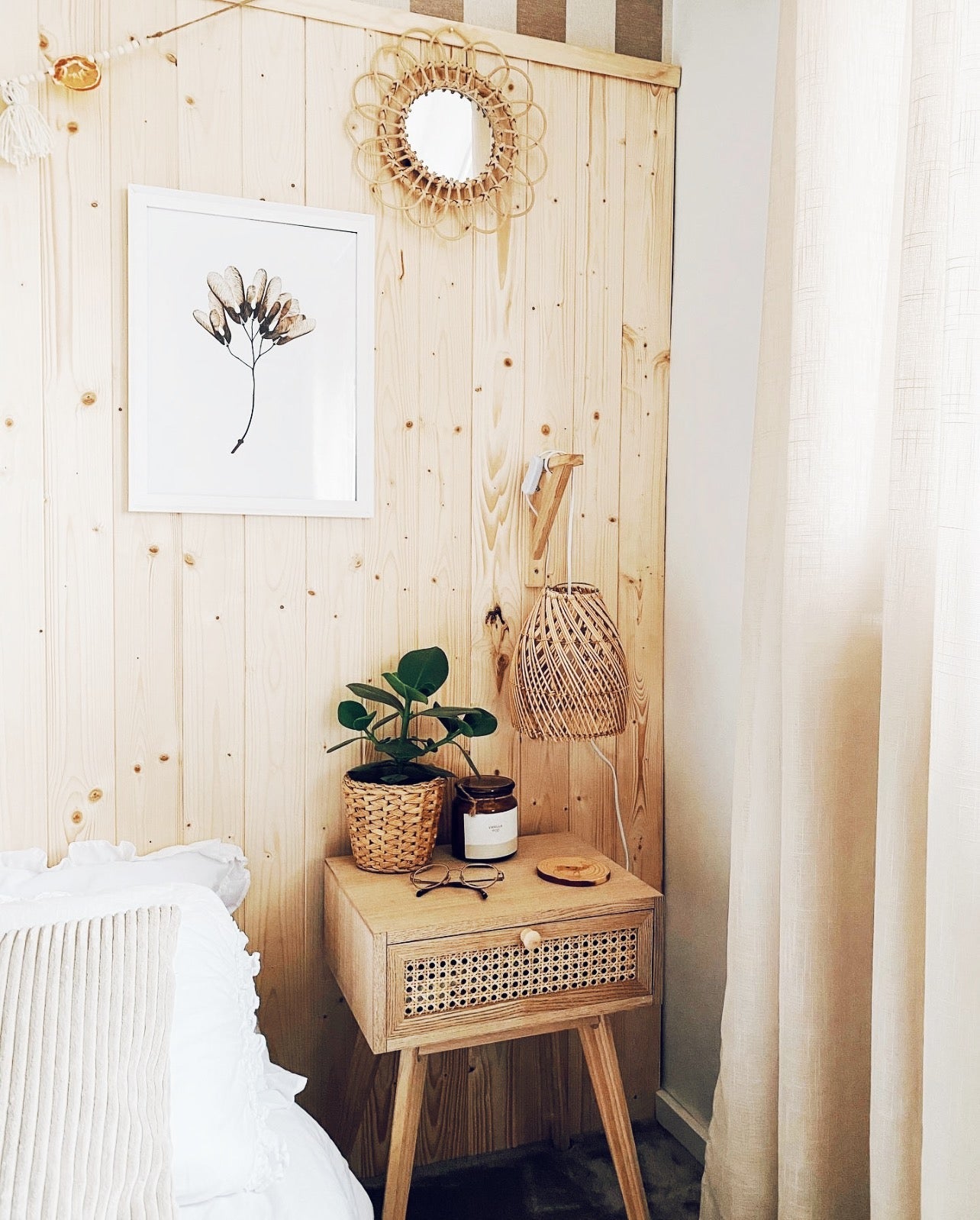 Abajur aus Rattan Ayana Cross Natural - S