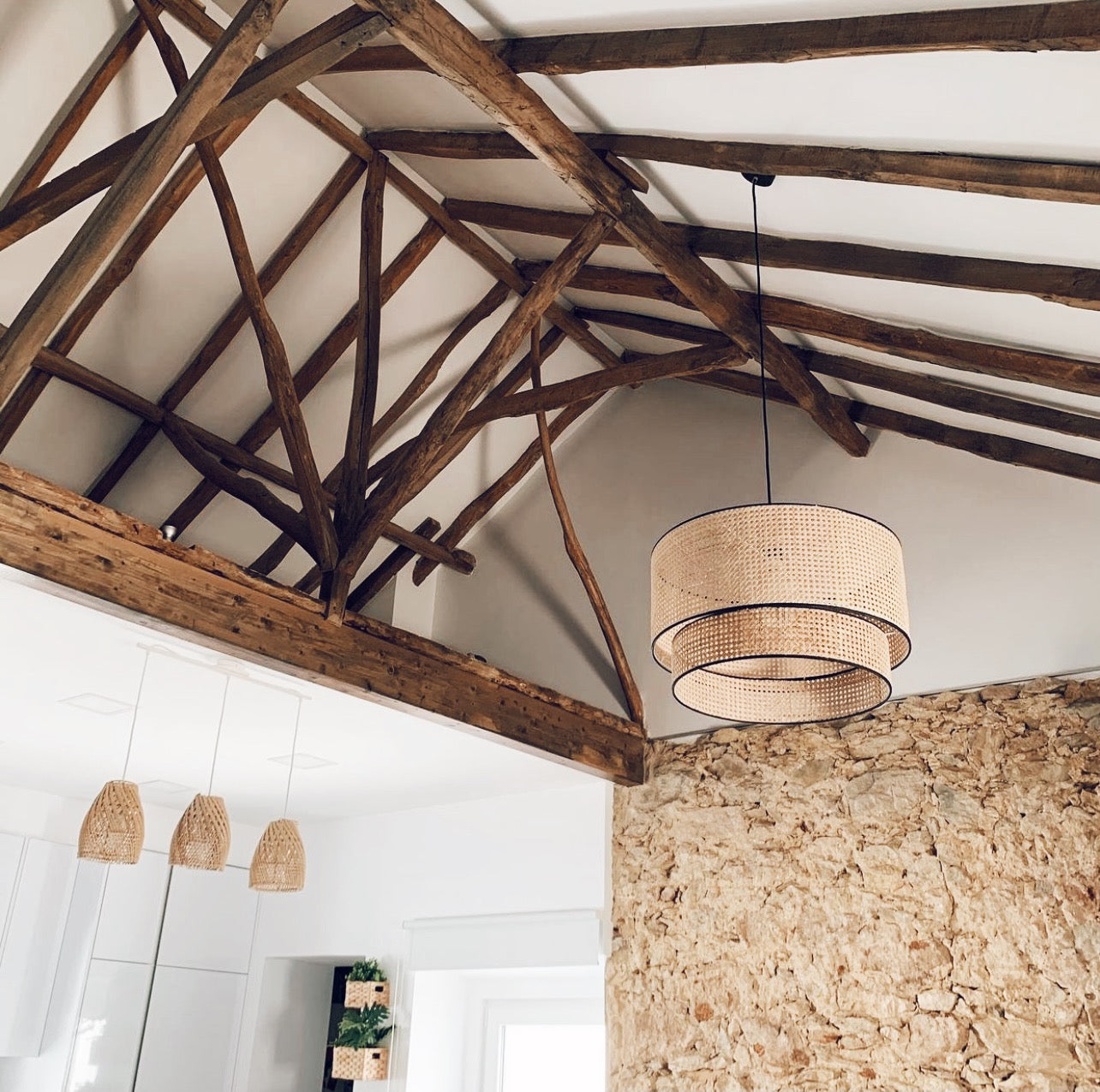 Abajur aus Rattan Ayana Cross Natural - S