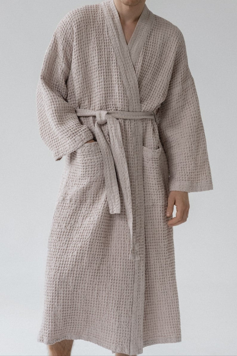 Honeycomb Waffle Bathrobe - Powder